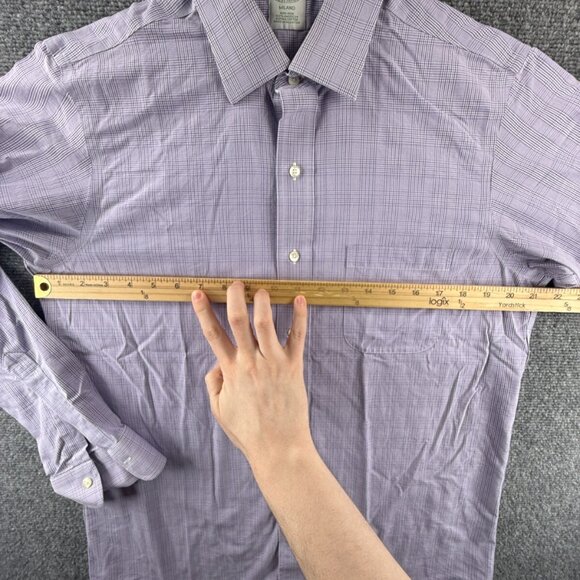 Brooks Brothers Milano Cotton Check Non-Iron 16 34 Purple Shirt Long Sleeve Men - Picture 5 of 12